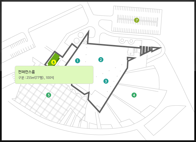컨퍼런스룸 : 77평, 100석